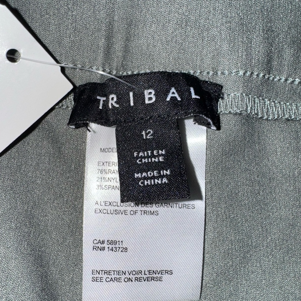 Womens Tribal Pull On Pants Fia Cropped Trouser 12 NWT Green - Picture 2 of 7